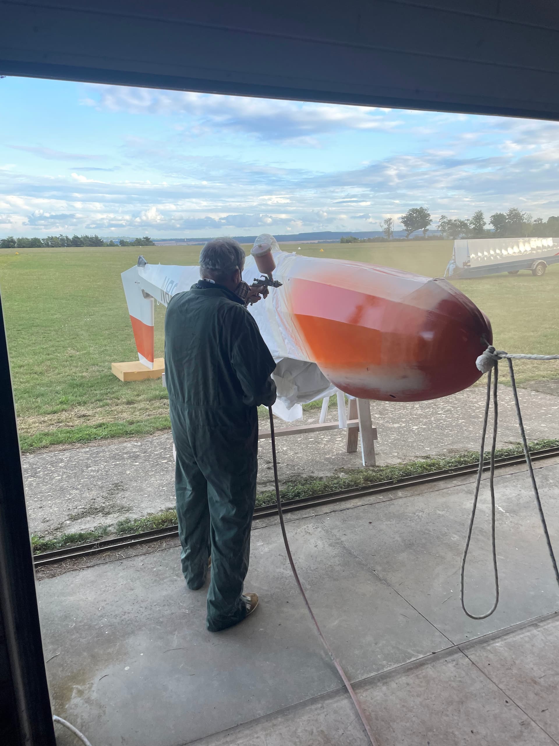 K8 sailplane being painted